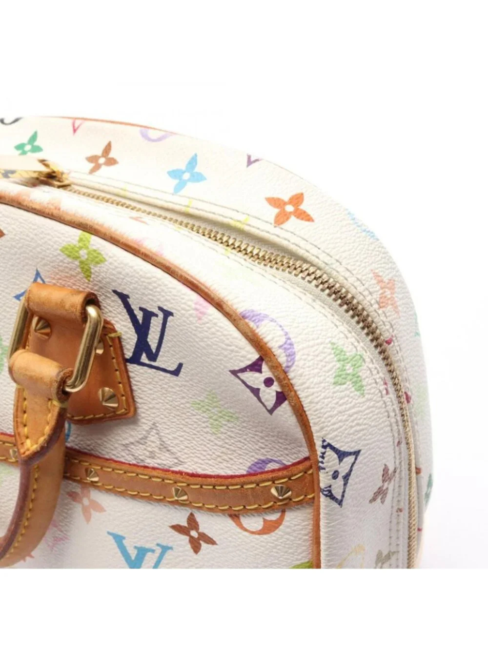 Louis Vuitton Handbag Trouville Blanc Canvas Leather